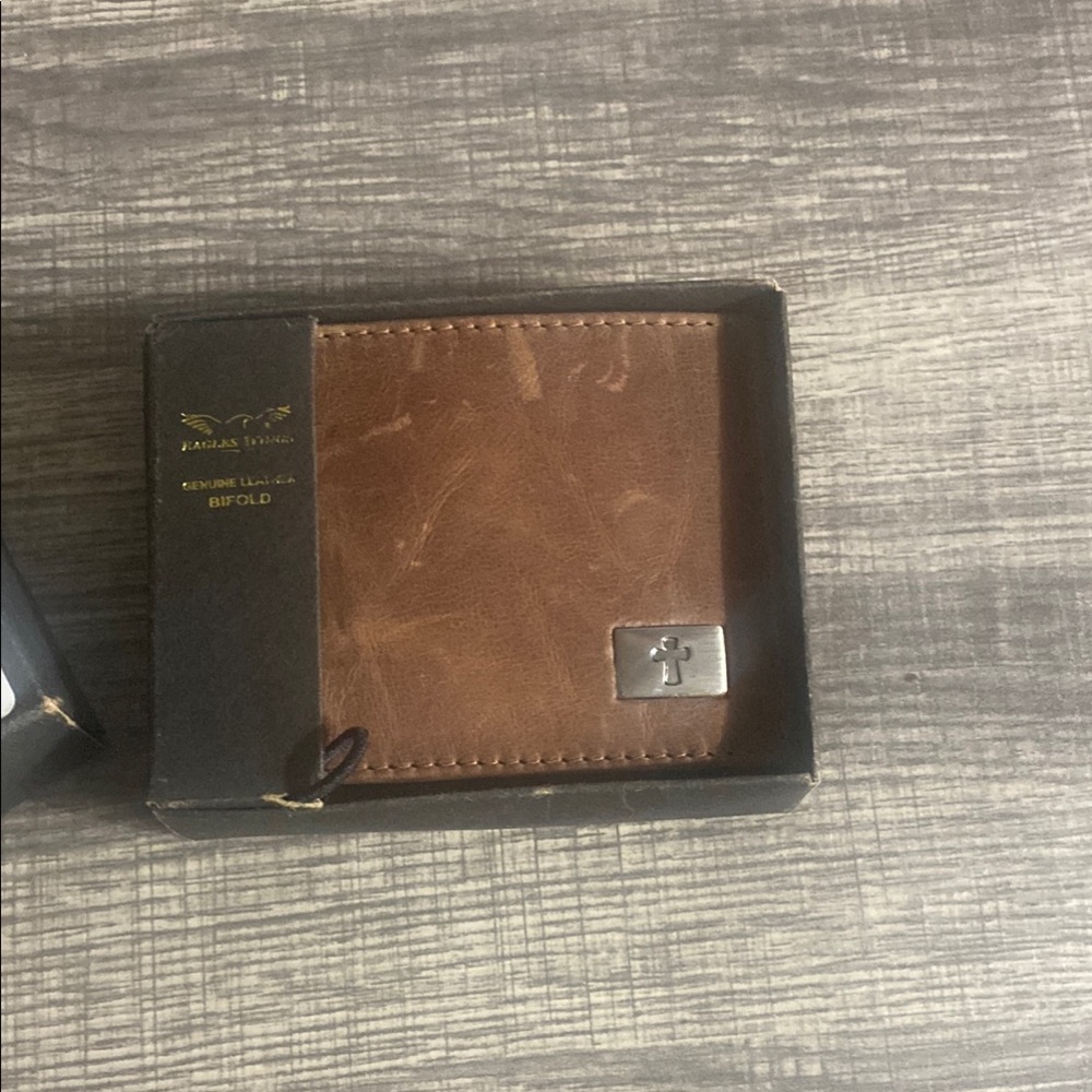 Brown Leather Bifold  Wallet with Distressed Finish